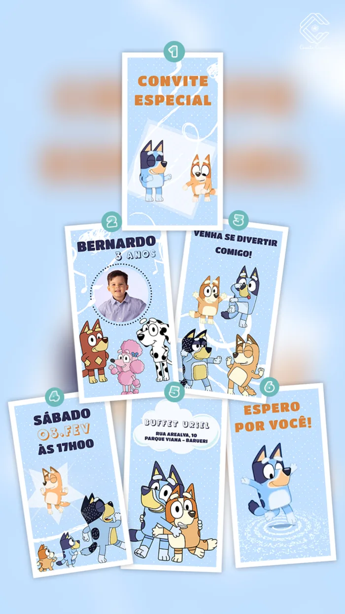 Convite Animado Bluey E Bingo Conecta Convites