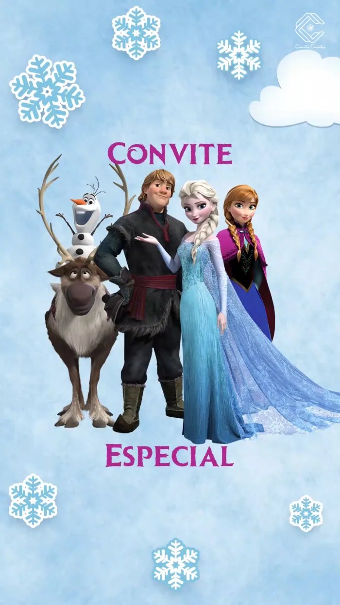 Convite Animado Frozen Brincar na Neve