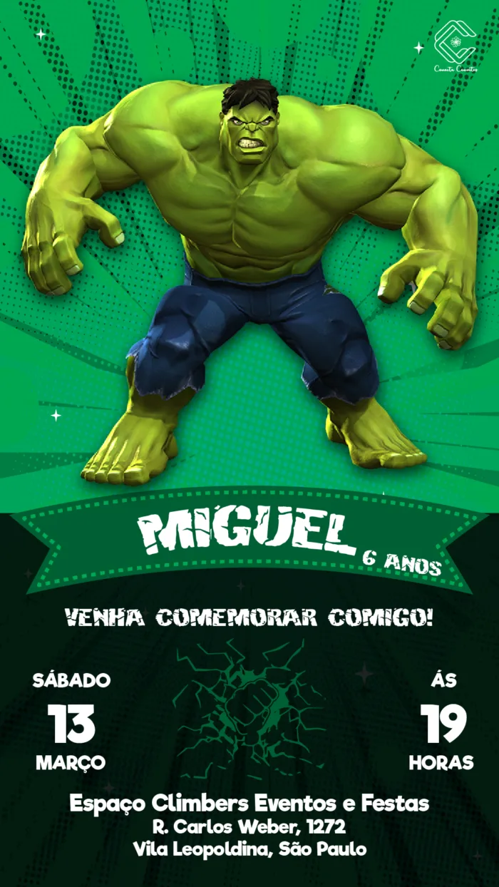 Convite Digital Hulk