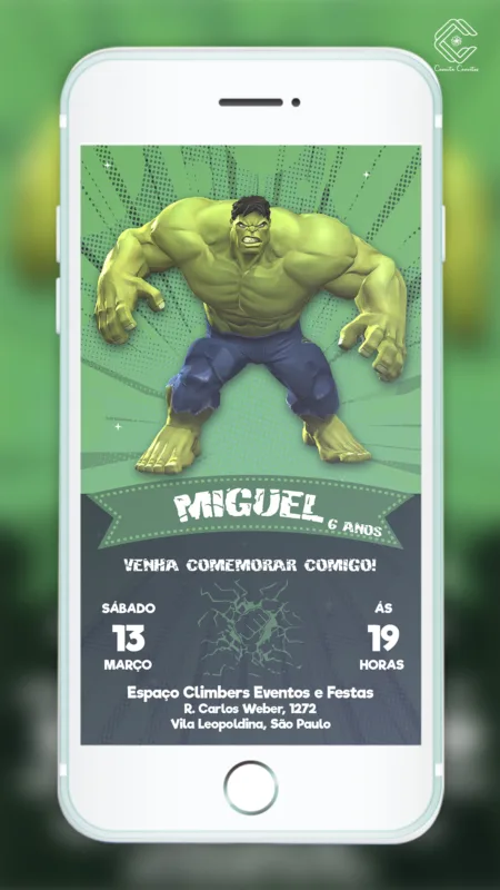 Convite Digital Hulk