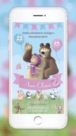 Convite Digital Masha e o Urso