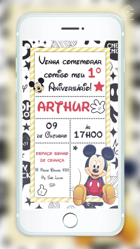 Convite Digital Mickey Mouse