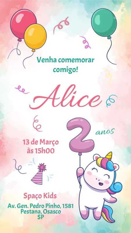 Convite Digital Unicórnio