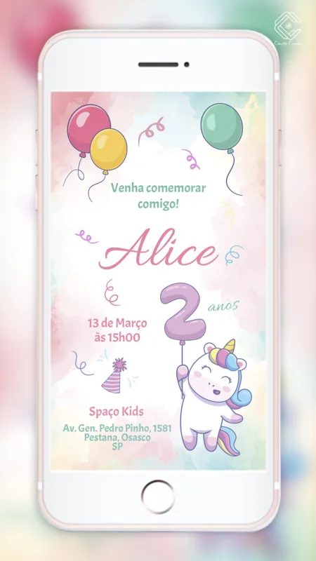 Convite Digital Unicórnio