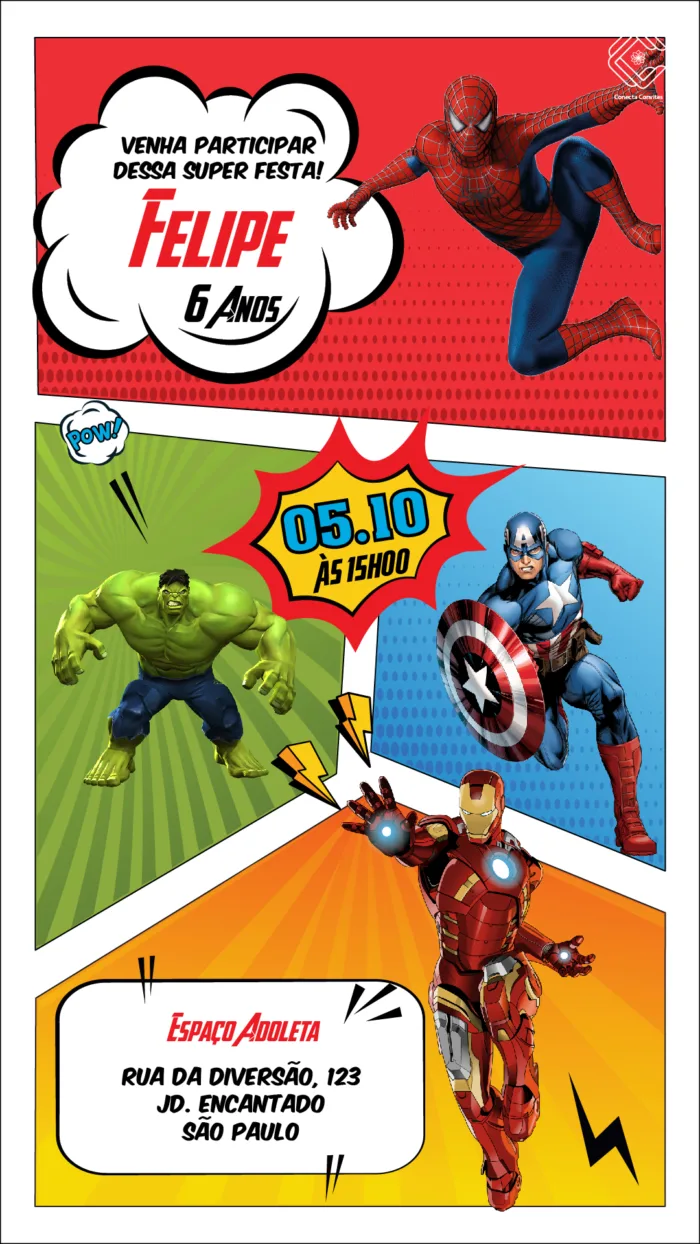 Convite Digital Vingadores