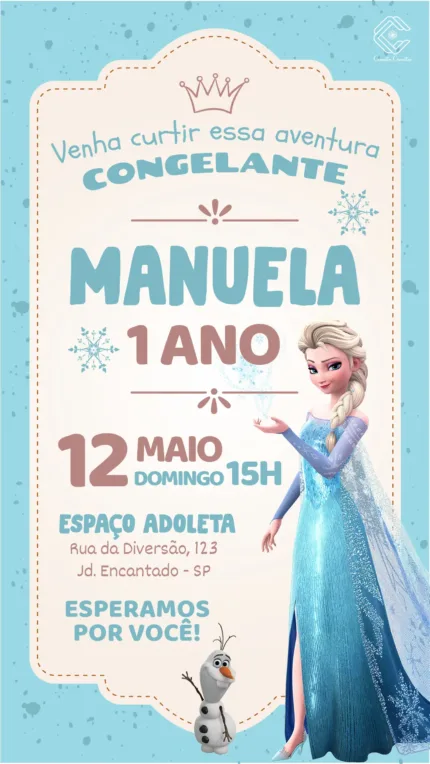 Convite Digital Frozen Elza