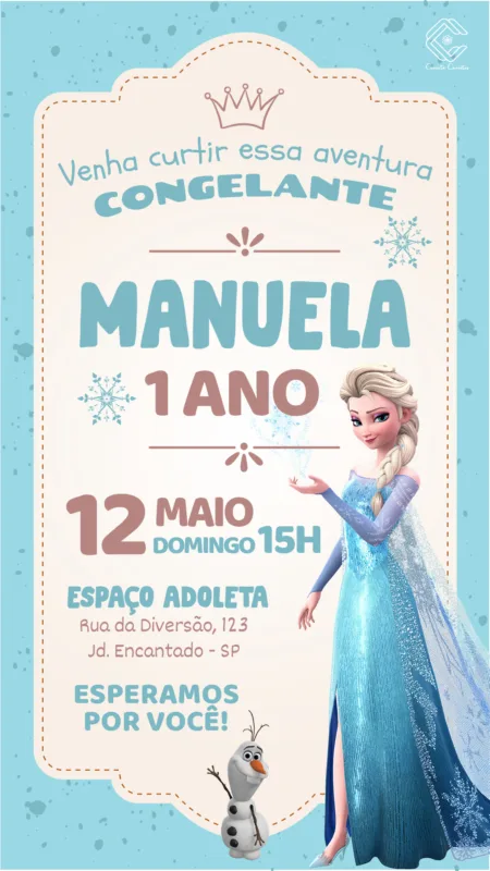 Convite Digital Frozen Elza