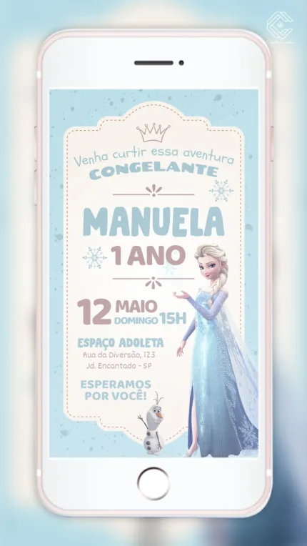 Convite Digital Frozen Elza