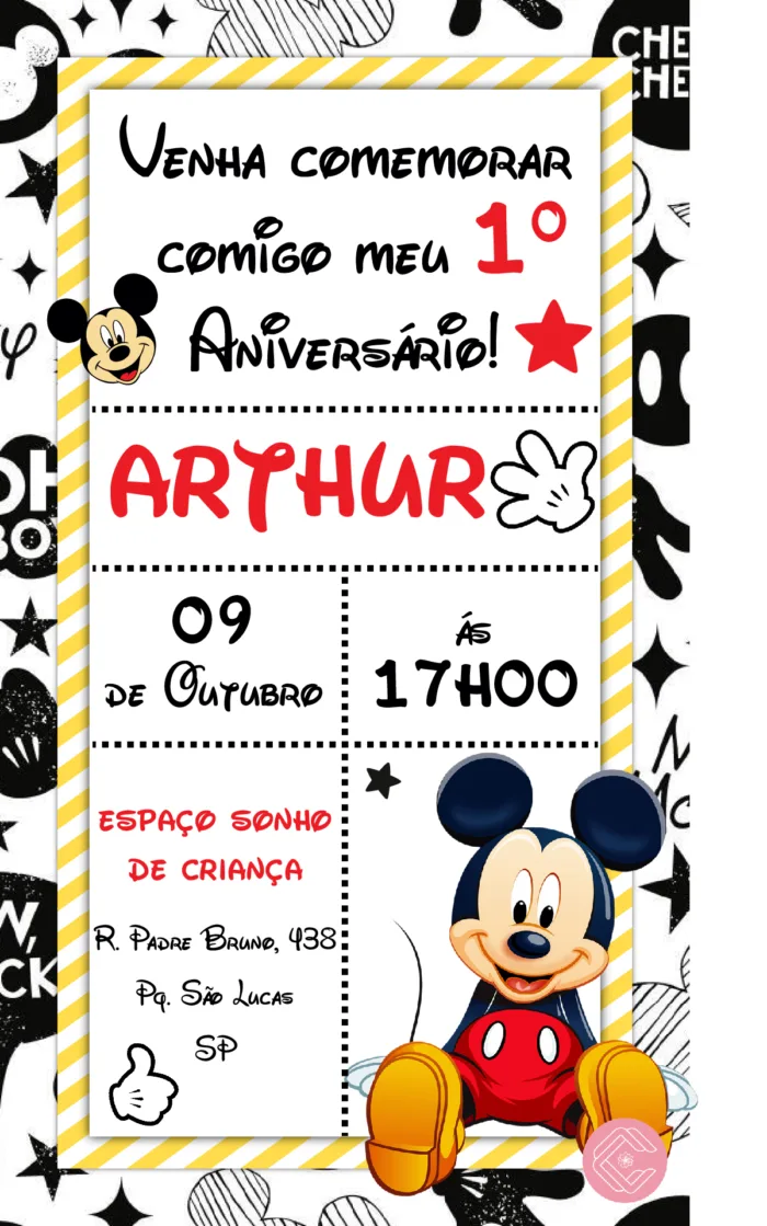 Convite Digital Mickey Mouse