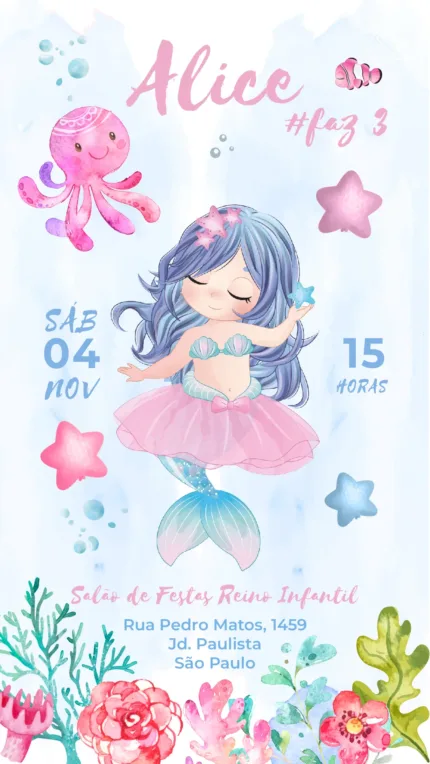 Convite Digital Sereia Bailarina