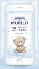 Convite Digital Chá de Bebê Urso Marrom