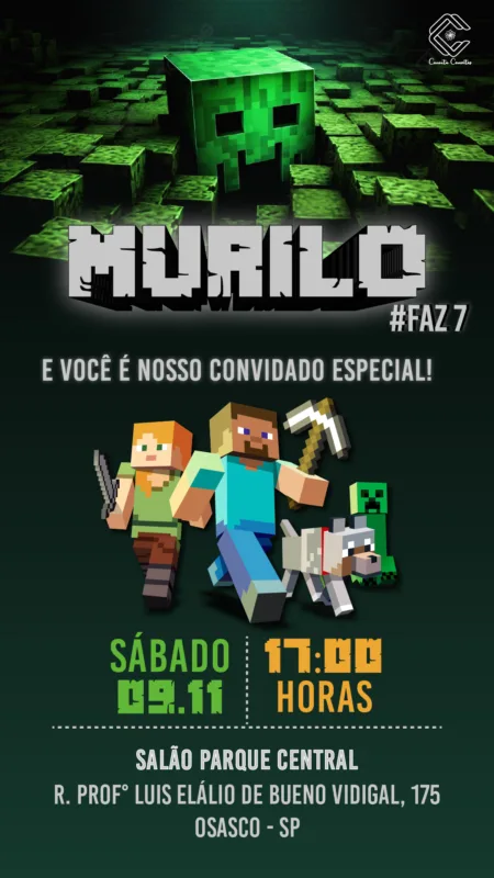 Convite Digital Minecraft