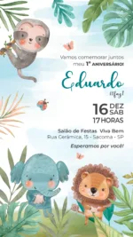 Convite Digital Animais da Floresta