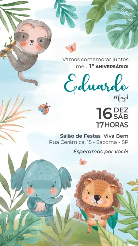 Convite Digital Animais da Floresta