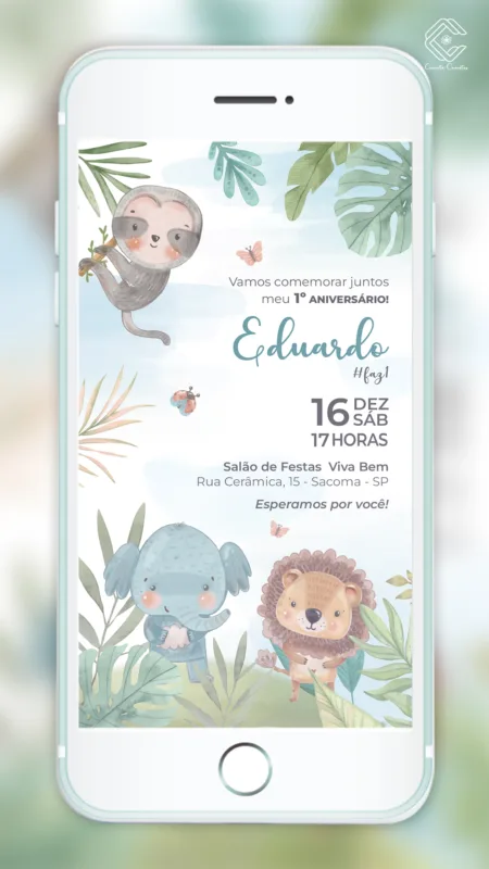 Convite Digital Animais da Floresta