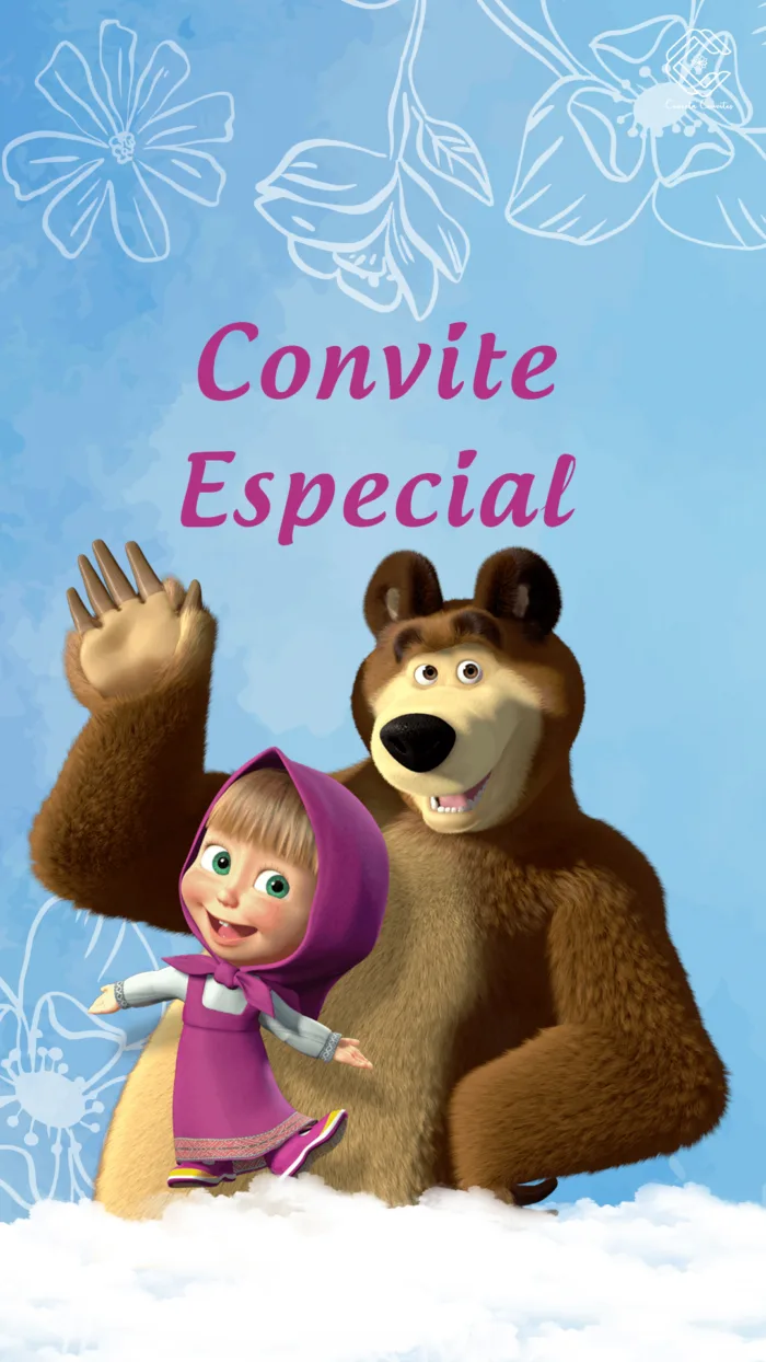 Convite Animado Masha e o Urso