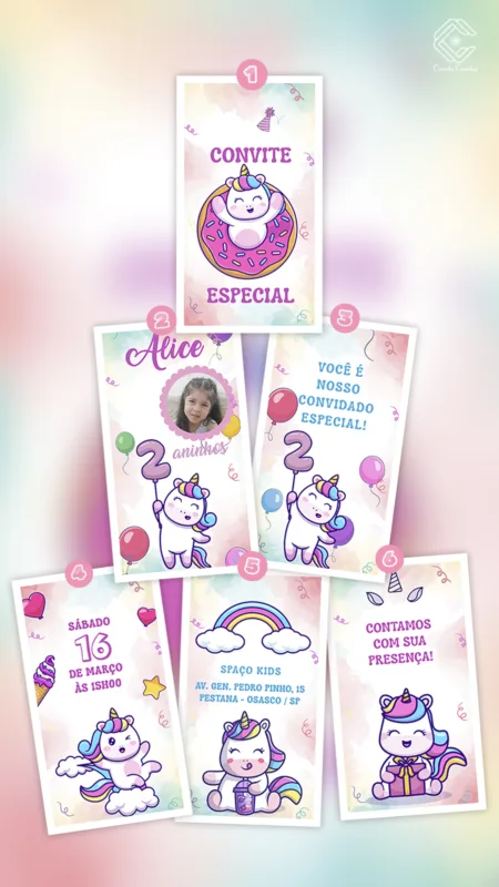 Convite Animado Unicórnio
