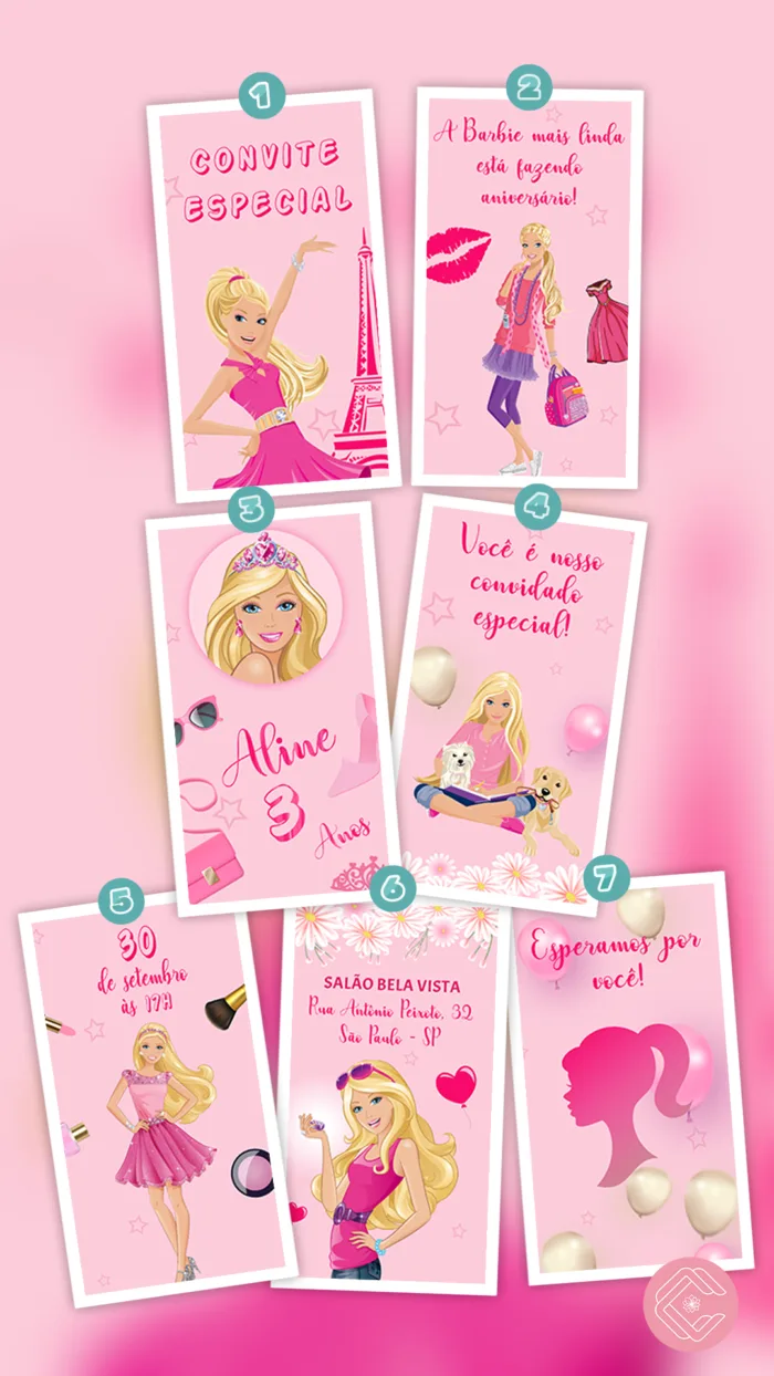 Convite Animado Barbie Girl