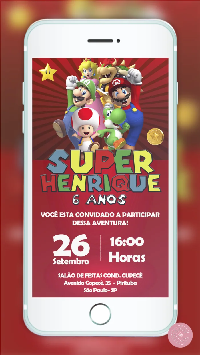 Convite Digital Super Mario