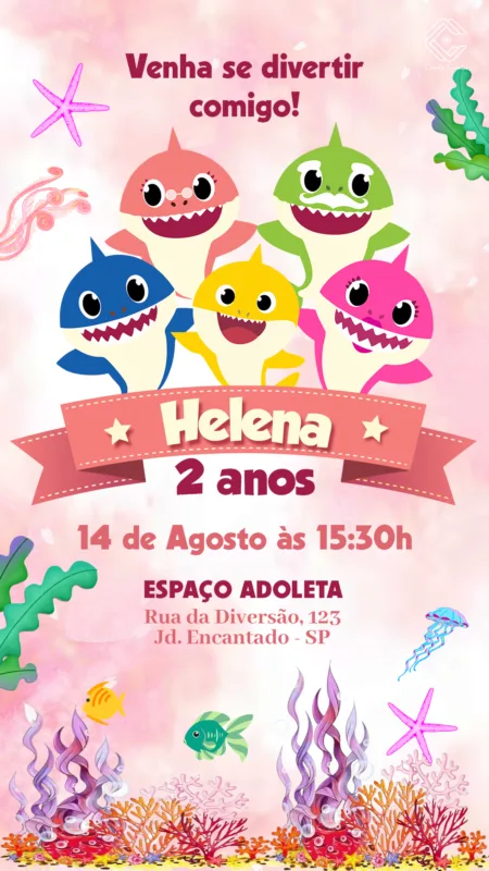 Convite Digital Baby Shark