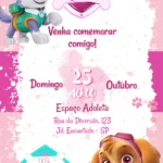 Convite Digital Patrulha Canina Menina