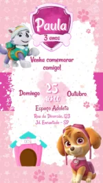Convite Digital Patrulha Canina Menina
