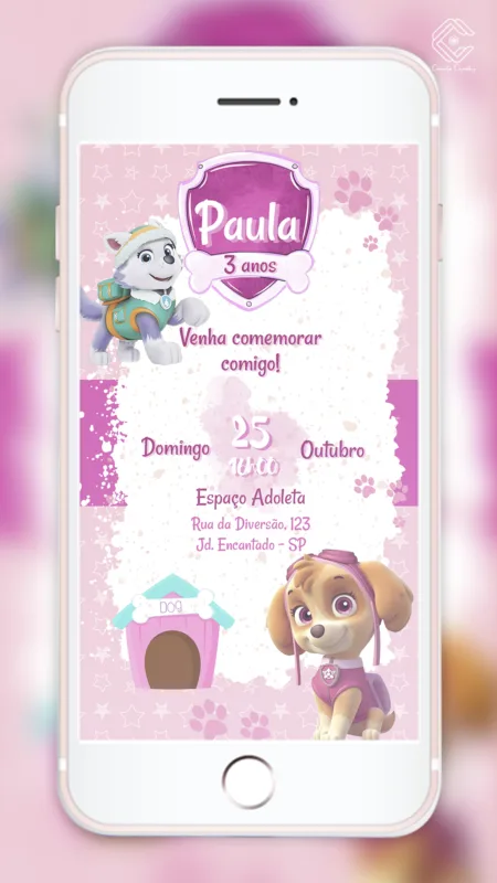 Convite Digital Patrulha Canina Menina
