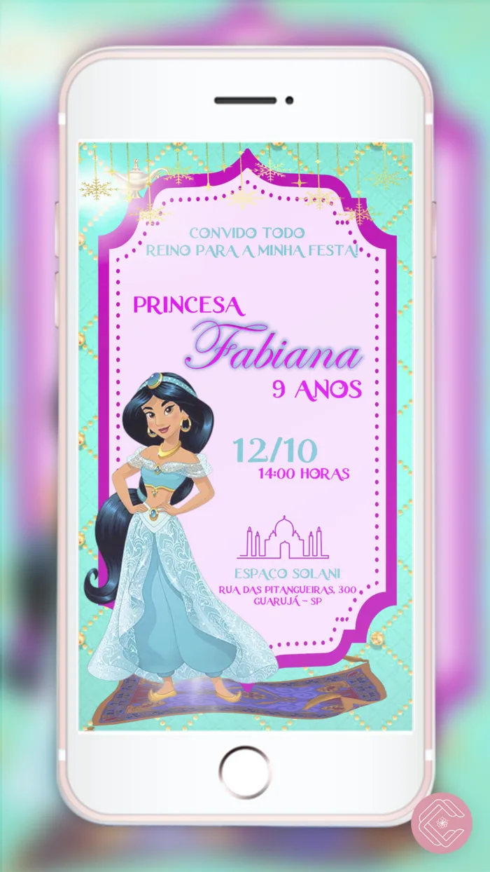 Convite Digital Princesa Jasmine