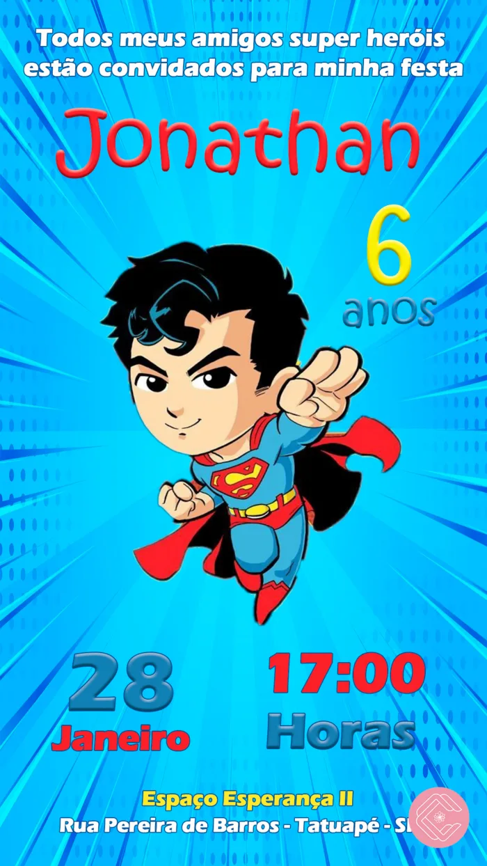 Convite Digital Superman Cute