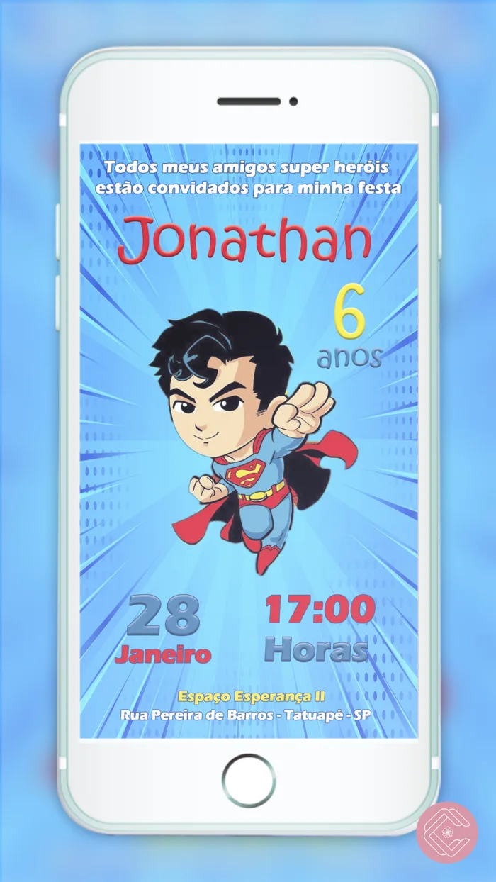 Convite Digital Superman Cute
