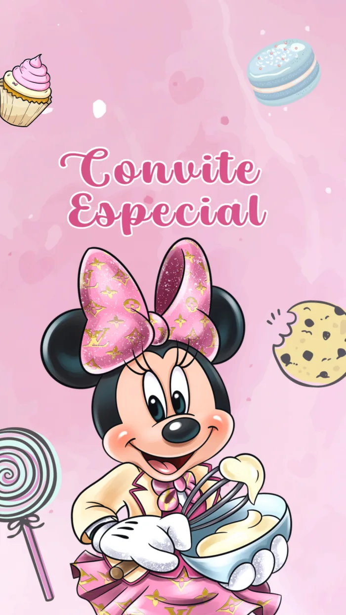 Convite Animado Minnie Confeiteira