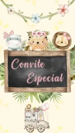 Convite Animado Safari Menina