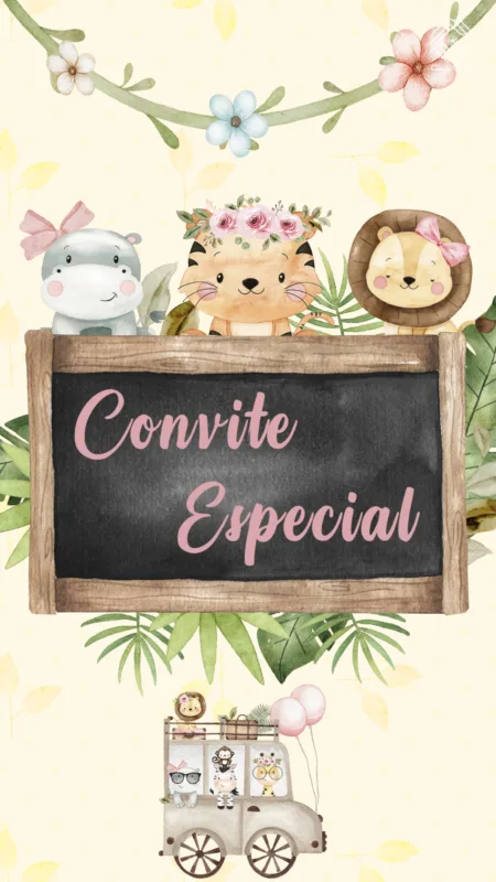 Convite Animado Safari Menina