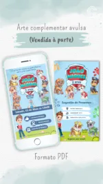 Convite Animado Patrulha Canina Aquarela