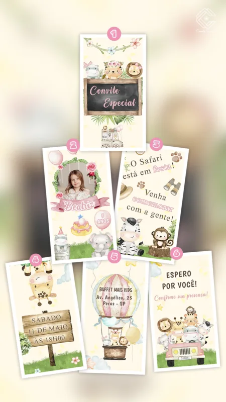 Convite Animado Safari Menina