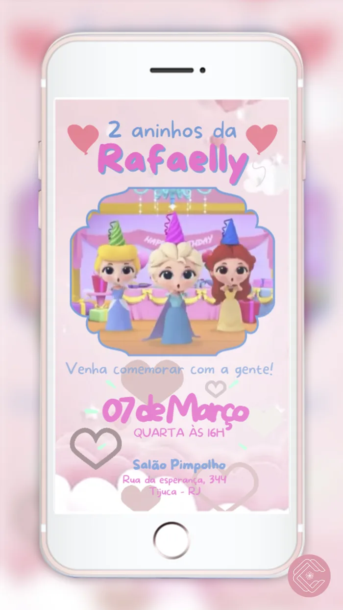 Convite com Vídeo Princesas Disney