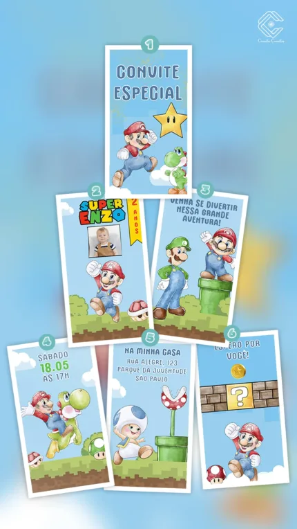 Convite Animado Super Mario