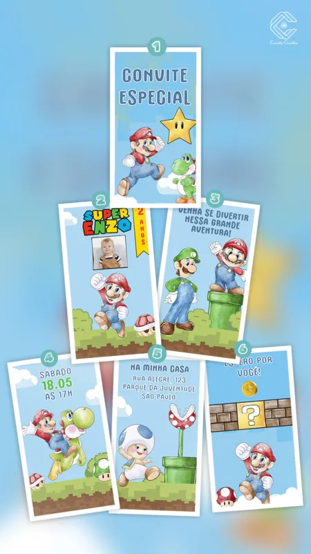 Convite Animado Super Mario
