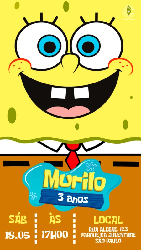 Convite Digital Bob Esponja