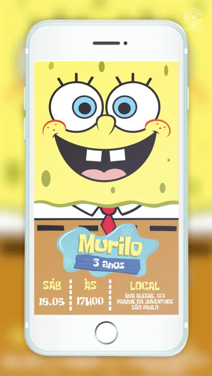 Convite Digital Bob Esponja