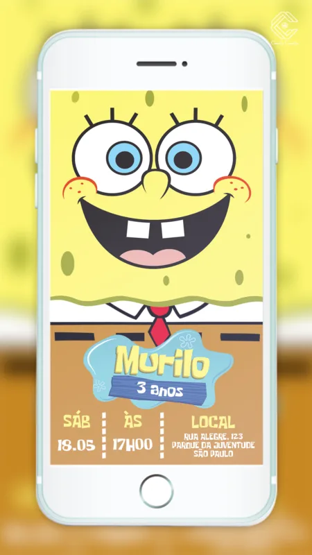 Convite Digital Bob Esponja