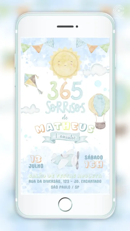 Convite Digital 365 Sorrisos (Menino)