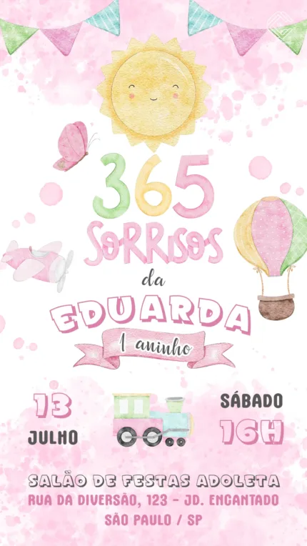 Convite Digital 365 Sorrisos (Menina)