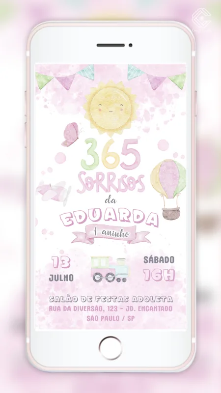 Convite Digital 365 Sorrisos (Menina)