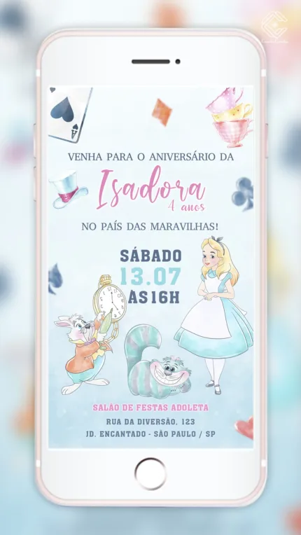 Convite Digital Alice no País das Maravilhas