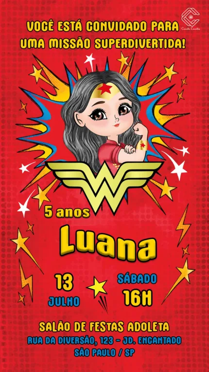 Convite Digital Mulher Maravilha