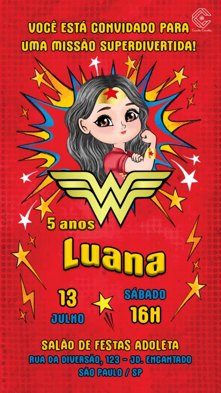 Convite Digital Mulher Maravilha