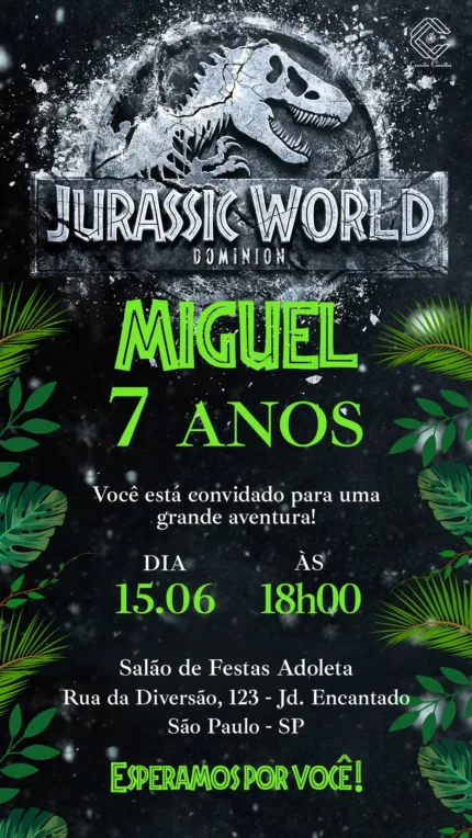 Convite Digital Jurassic Park