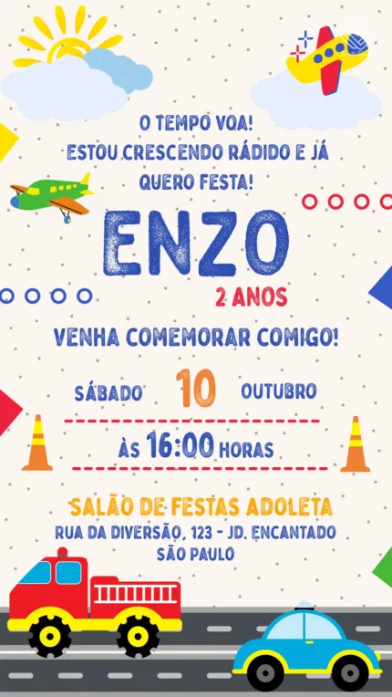 Convite Digital Meios de Transporte