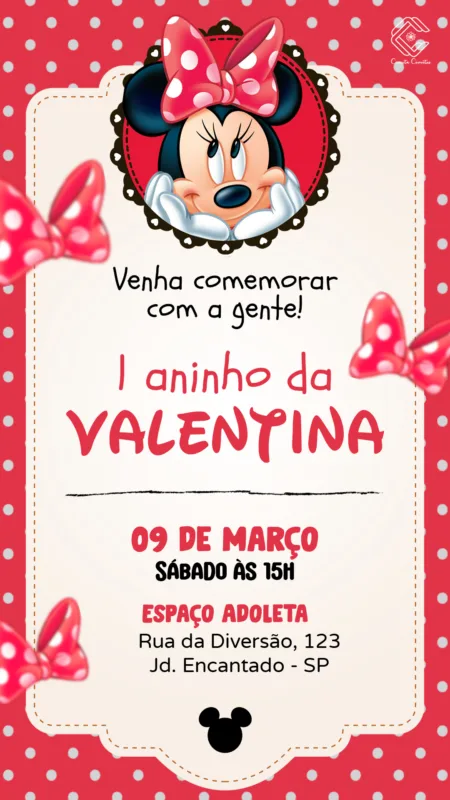 Convite Digital Minnie Mouse
